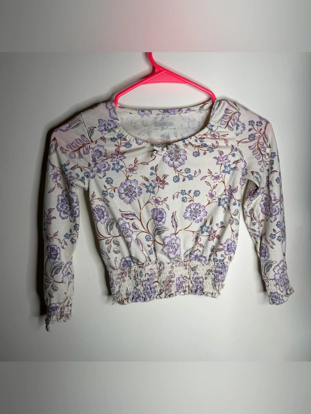 OshKosh B'gosh Cream Top with Purple and Blue Floral Print